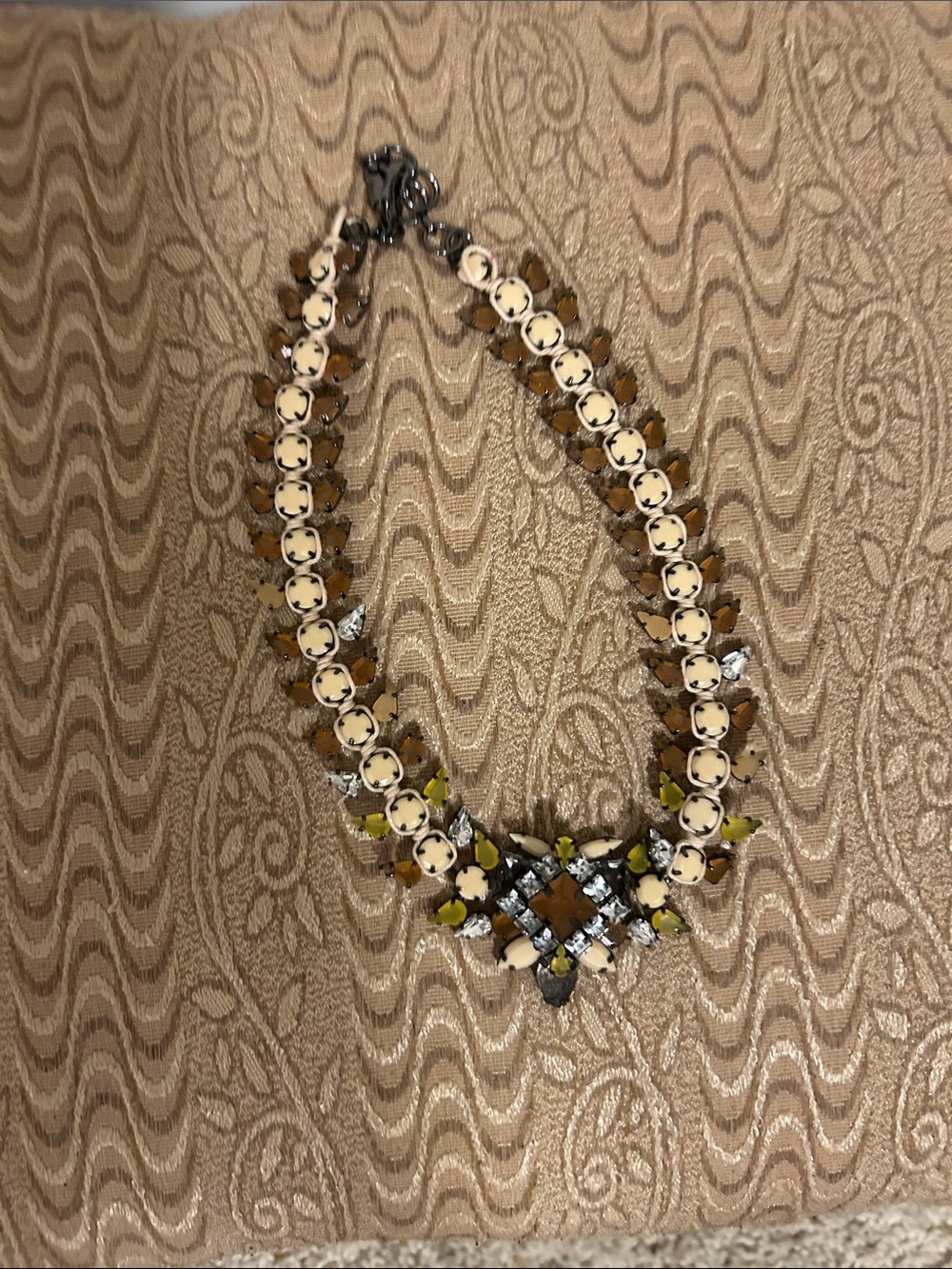 Amber and Cream Crystal Statement Necklace - Women Jewelry